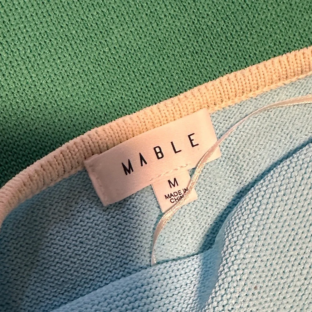 MARBLE Sleeveless Colorblock Midi Dress in Cream, Blue, and Green - Picture 2 of 4